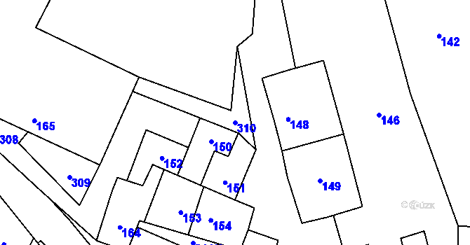 Parcela st. 310 v KÚ Tvorovice, Katastrální mapa