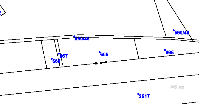 Parcela st. 666 v KÚ Tvorovice, Katastrální mapa