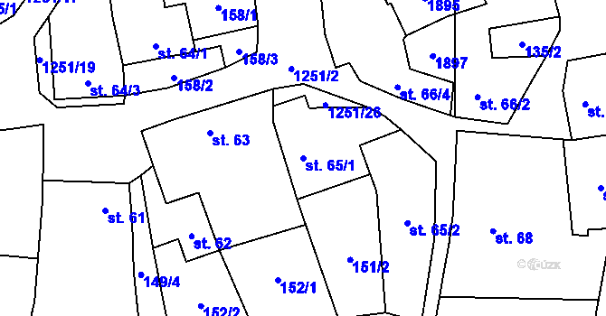 Parcela st. 65/1 v KÚ Tvořihráz, Katastrální mapa