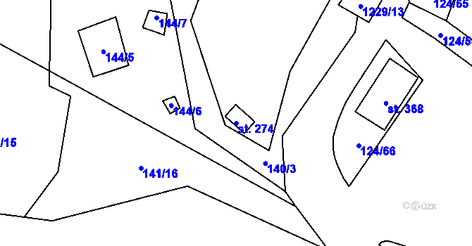 Parcela st. 274 v KÚ Tvořihráz, Katastrální mapa