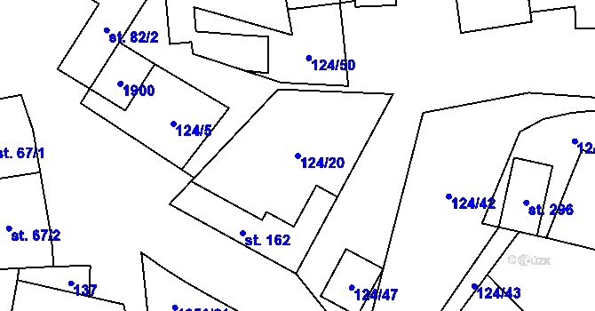 Parcela st. 124/20 v KÚ Tvořihráz, Katastrální mapa