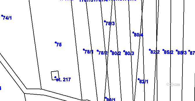 Parcela st. 78/2 v KÚ Tvořihráz, Katastrální mapa