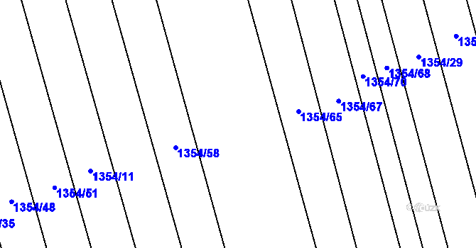 Parcela st. 1354/63 v KÚ Tvořihráz, Katastrální mapa