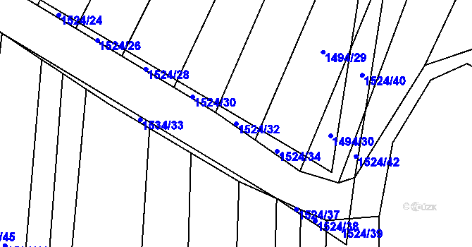 Parcela st. 1524/32 v KÚ Tvořihráz, Katastrální mapa