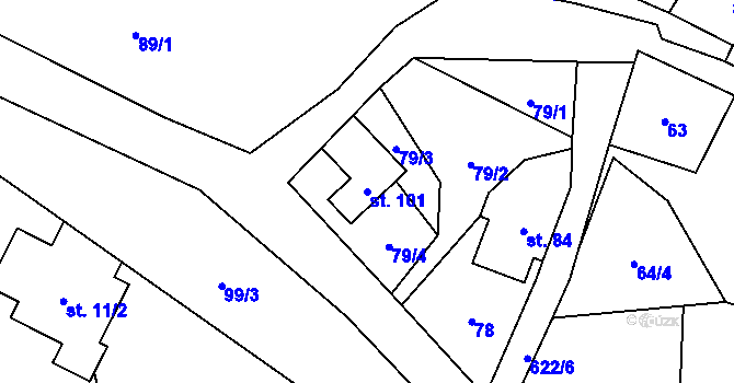 Parcela st. 101 v KÚ Tvrdkov, Katastrální mapa