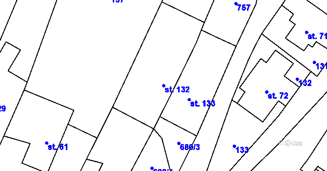 Parcela st. 132 v KÚ Tvrdkov, Katastrální mapa