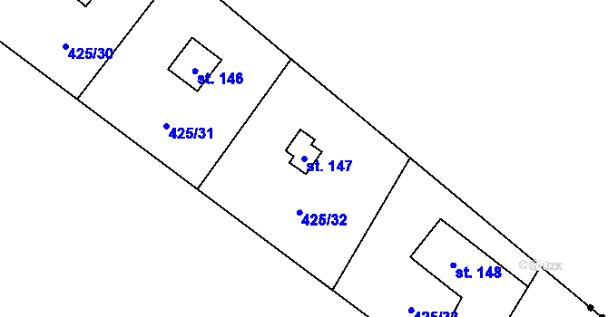 Parcela st. 147 v KÚ Tvrdkov, Katastrální mapa