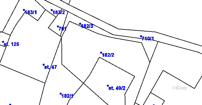 Parcela st. 182/2 v KÚ Tvrdkov, Katastrální mapa