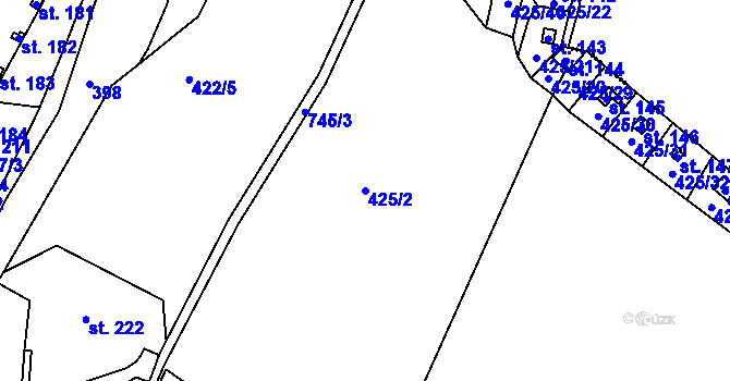 Parcela st. 425/2 v KÚ Tvrdkov, Katastrální mapa