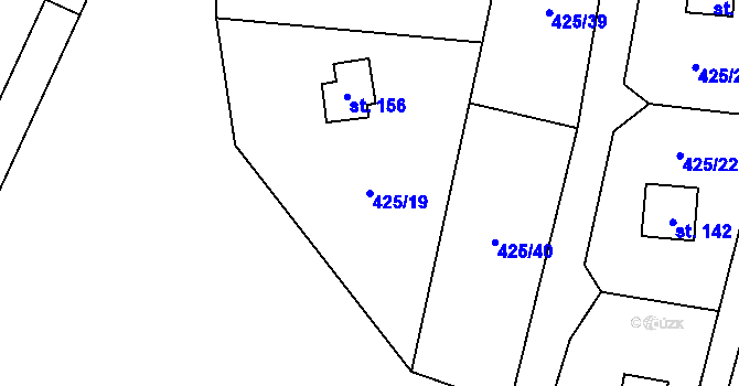 Parcela st. 425/19 v KÚ Tvrdkov, Katastrální mapa