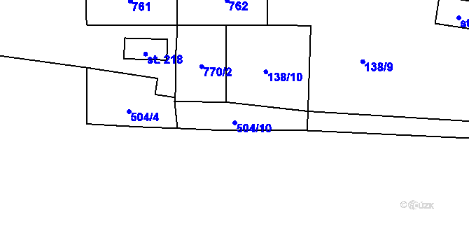 Parcela st. 504/10 v KÚ Tvrdkov, Katastrální mapa