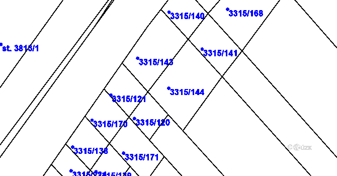 Parcela st. 3315/144 v KÚ Tvrdonice, Katastrální mapa