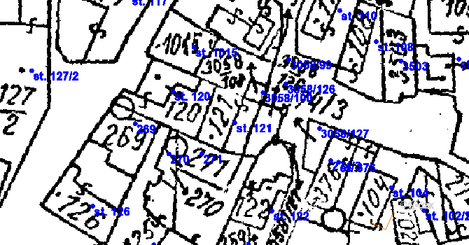 Parcela st. 121 v KÚ Tvrdonice, Katastrální mapa