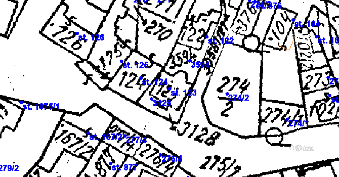 Parcela st. 123 v KÚ Tvrdonice, Katastrální mapa