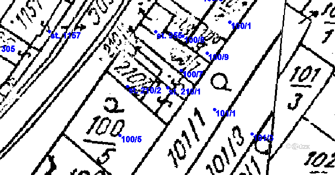 Parcela st. 210/1 v KÚ Tvrdonice, Katastrální mapa