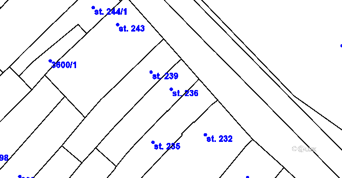 Parcela st. 236 v KÚ Tvrdonice, Katastrální mapa
