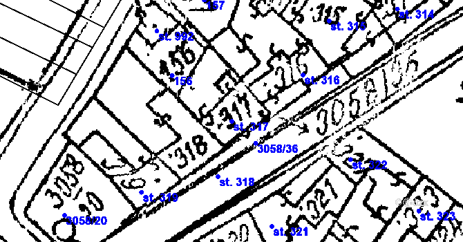 Parcela st. 317 v KÚ Tvrdonice, Katastrální mapa