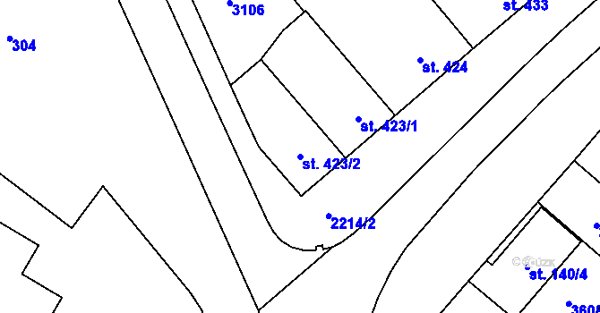 Parcela st. 423/2 v KÚ Tvrdonice, Katastrální mapa