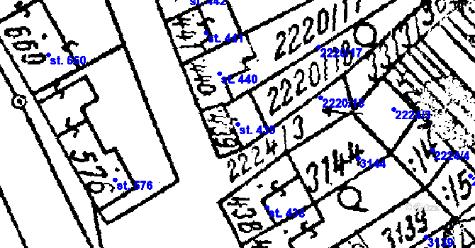Parcela st. 439 v KÚ Tvrdonice, Katastrální mapa
