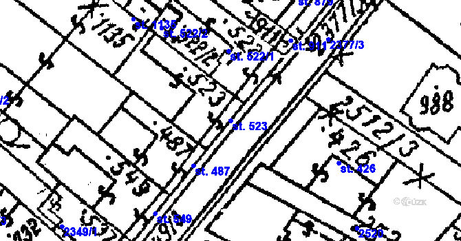 Parcela st. 523 v KÚ Tvrdonice, Katastrální mapa