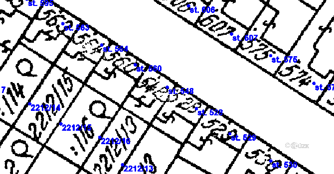 Parcela st. 548 v KÚ Tvrdonice, Katastrální mapa