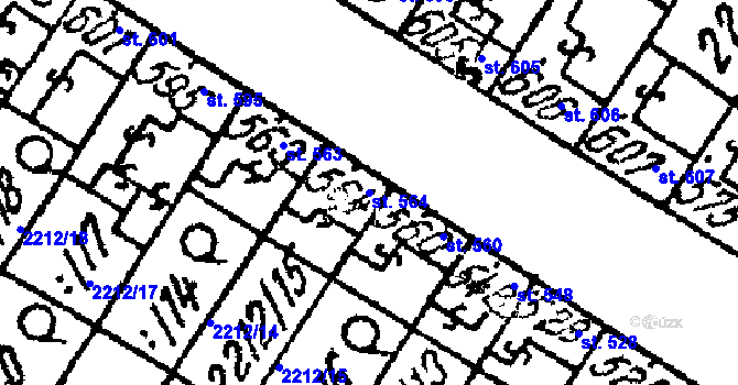Parcela st. 564 v KÚ Tvrdonice, Katastrální mapa