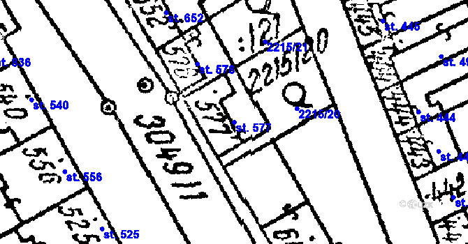 Parcela st. 577 v KÚ Tvrdonice, Katastrální mapa
