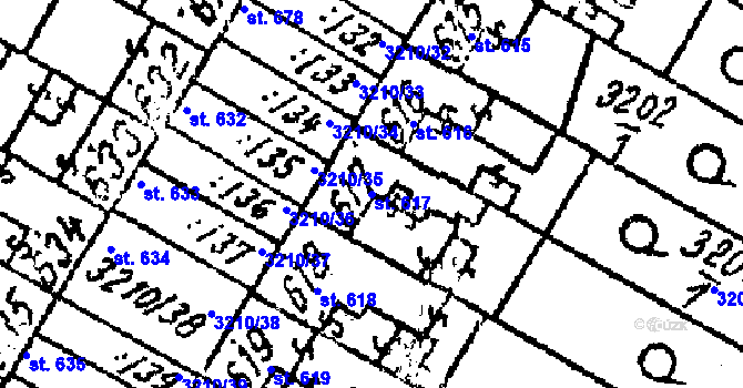 Parcela st. 617 v KÚ Tvrdonice, Katastrální mapa
