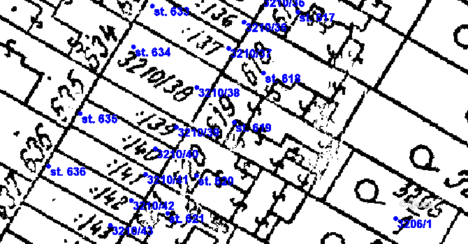 Parcela st. 619 v KÚ Tvrdonice, Katastrální mapa