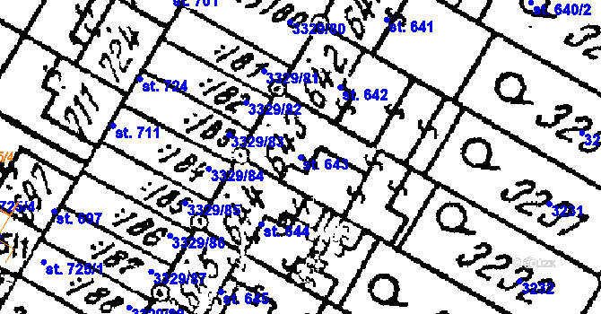 Parcela st. 643 v KÚ Tvrdonice, Katastrální mapa