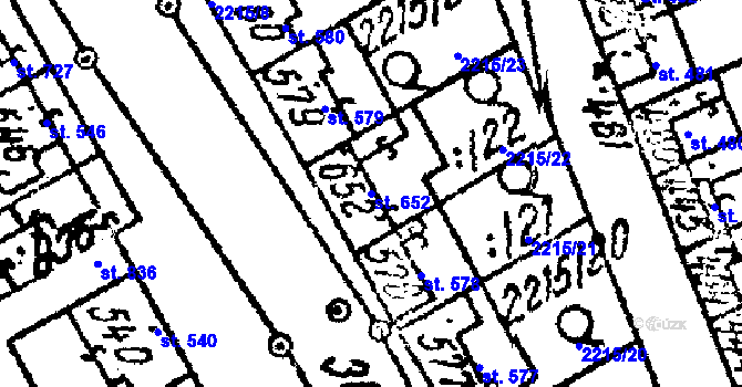 Parcela st. 652 v KÚ Tvrdonice, Katastrální mapa
