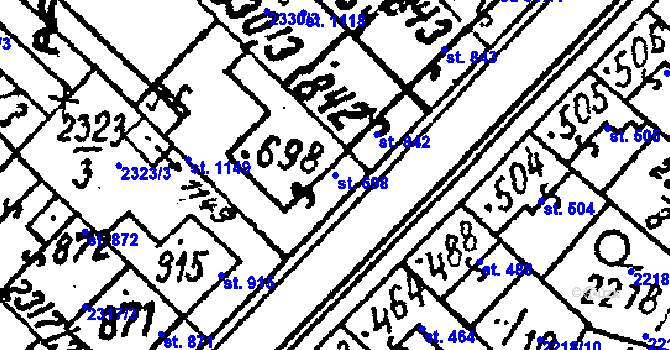 Parcela st. 698 v KÚ Tvrdonice, Katastrální mapa