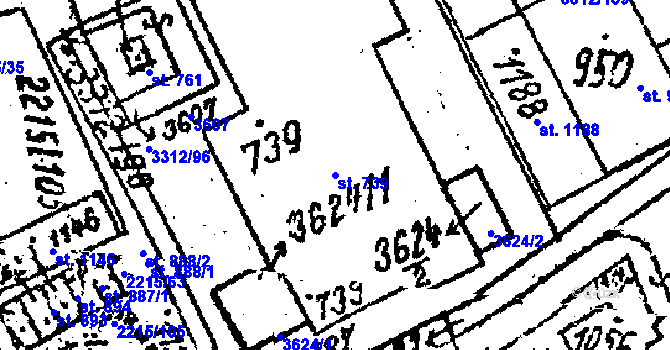 Parcela st. 739 v KÚ Tvrdonice, Katastrální mapa