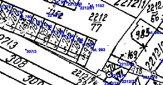 Parcela st. 786 v KÚ Tvrdonice, Katastrální mapa