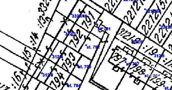 Parcela st. 792 v KÚ Tvrdonice, Katastrální mapa