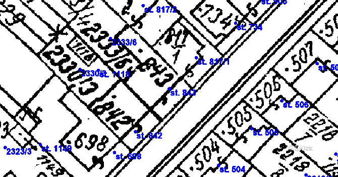 Parcela st. 843 v KÚ Tvrdonice, Katastrální mapa