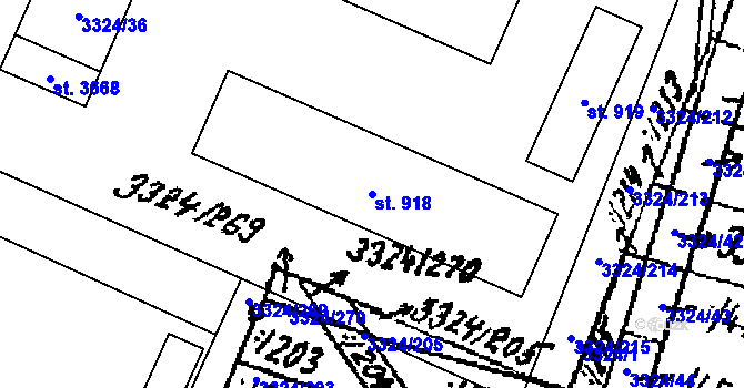 Parcela st. 918 v KÚ Tvrdonice, Katastrální mapa