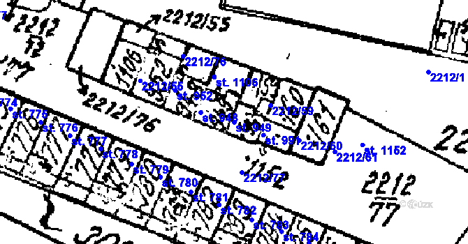 Parcela st. 949 v KÚ Tvrdonice, Katastrální mapa