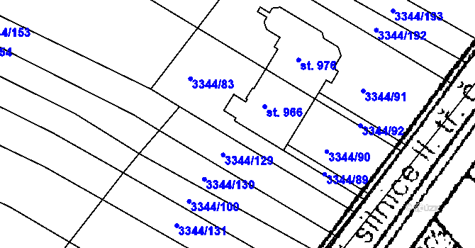 Parcela st. 966 v KÚ Tvrdonice, Katastrální mapa