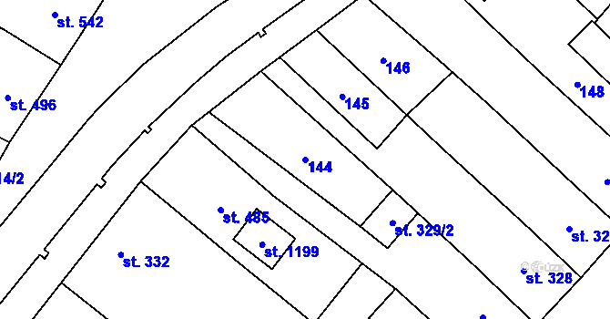 Parcela st. 144 v KÚ Tvrdonice, Katastrální mapa