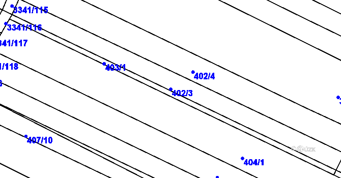 Parcela st. 402/3 v KÚ Tvrdonice, Katastrální mapa