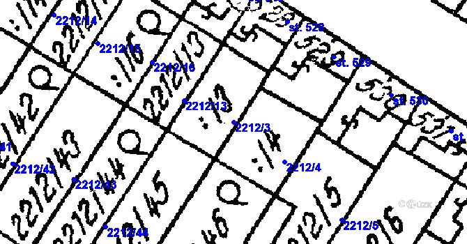 Parcela st. 2212/3 v KÚ Tvrdonice, Katastrální mapa