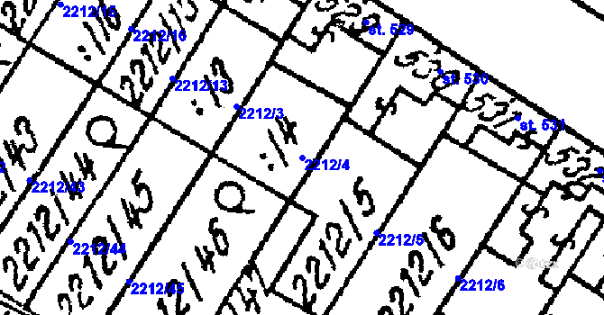 Parcela st. 2212/4 v KÚ Tvrdonice, Katastrální mapa