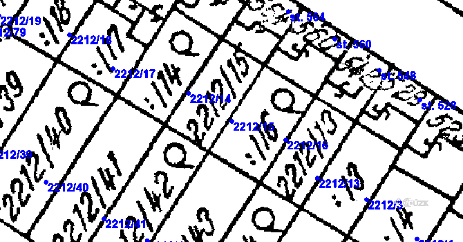Parcela st. 2212/15 v KÚ Tvrdonice, Katastrální mapa