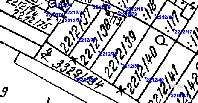 Parcela st. 2212/38 v KÚ Tvrdonice, Katastrální mapa