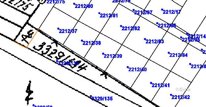 Parcela st. 2212/39 v KÚ Tvrdonice, Katastrální mapa