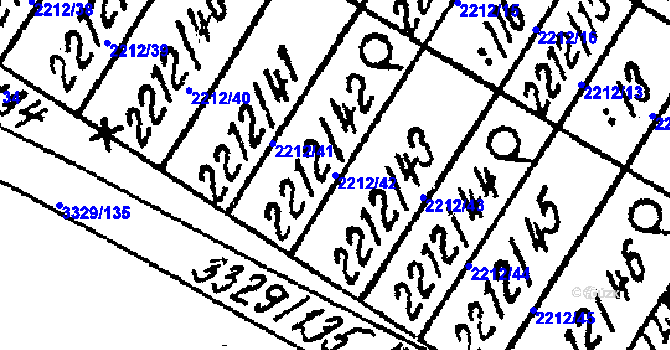 Parcela st. 2212/42 v KÚ Tvrdonice, Katastrální mapa