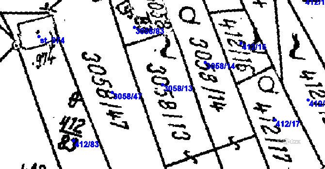 Parcela st. 3058/13 v KÚ Tvrdonice, Katastrální mapa