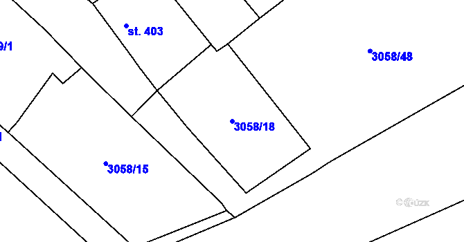 Parcela st. 3058/18 v KÚ Tvrdonice, Katastrální mapa