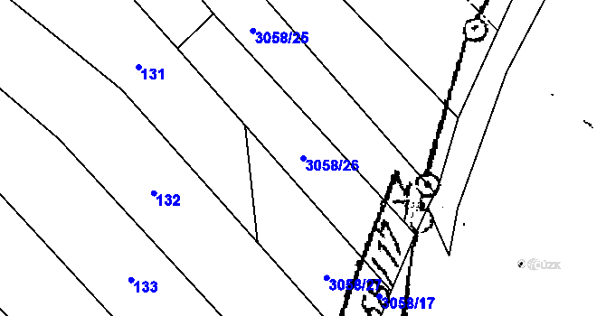 Parcela st. 3058/26 v KÚ Tvrdonice, Katastrální mapa